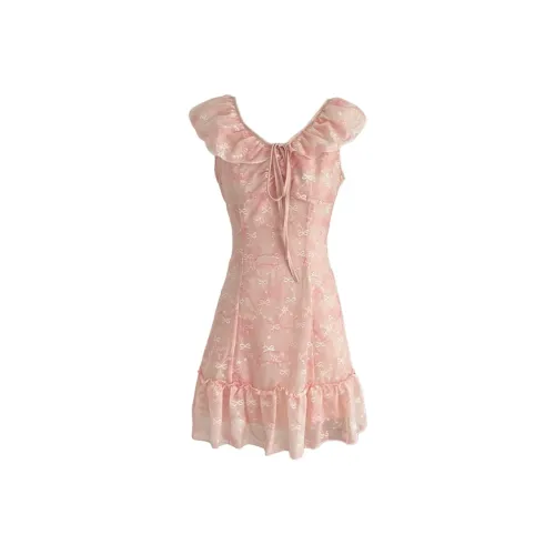 Mu Xiao Xin Slip Dresses Women's Peach Pink