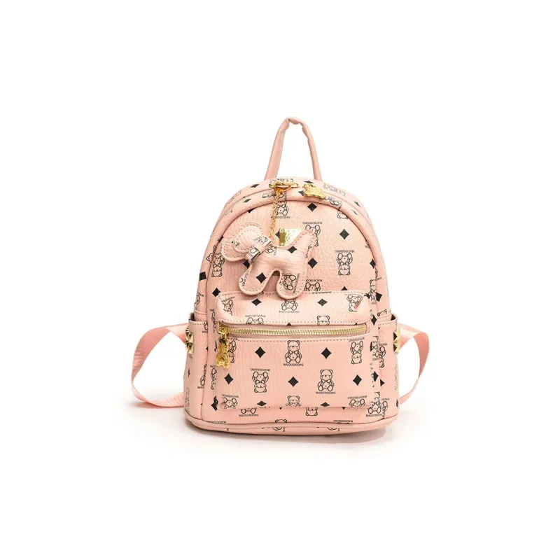 RIVMIND PU Backpack Women's Black & White/Ecru/Black/Pink/Brown-44