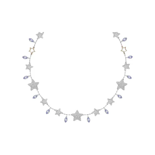 Swarovski Faux Crystal Necklaces Unisex Silver
