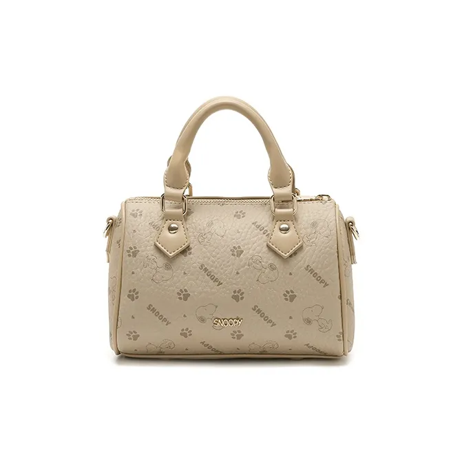 SNOOPY PU Handbag Regular Women's Beige Apricot-4