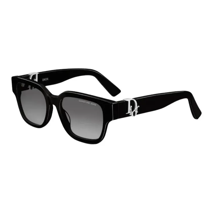 DIOR Acetate Metal Square Sunglasses Unisex Black-0