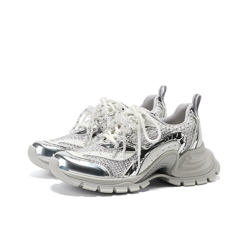 GG CC Breathable Mesh Casual Height Increasing Low Top Platform Chunky Sneakers Women's-2