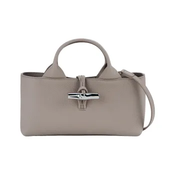 LONGCHAMP Le Roseau Cow Leather Shoulder Bag Crossbody Bag Handbag Small Size Women's Mud Brown