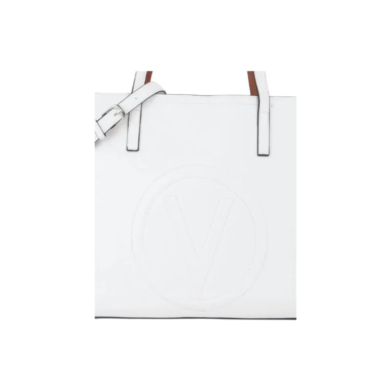 Valentino Leather Tote Bag, Shopping Bag, Shoulder Bag, Handbag Women's White & Brown-4