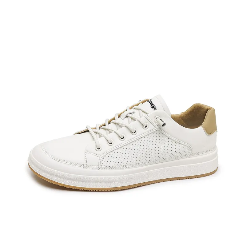 Budding Bear Skateboard Shoes Men Low Top White/White Apricot-6