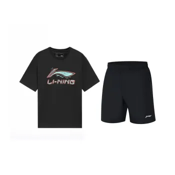 LiNing Sports Casual Suit Unisex Black+Black