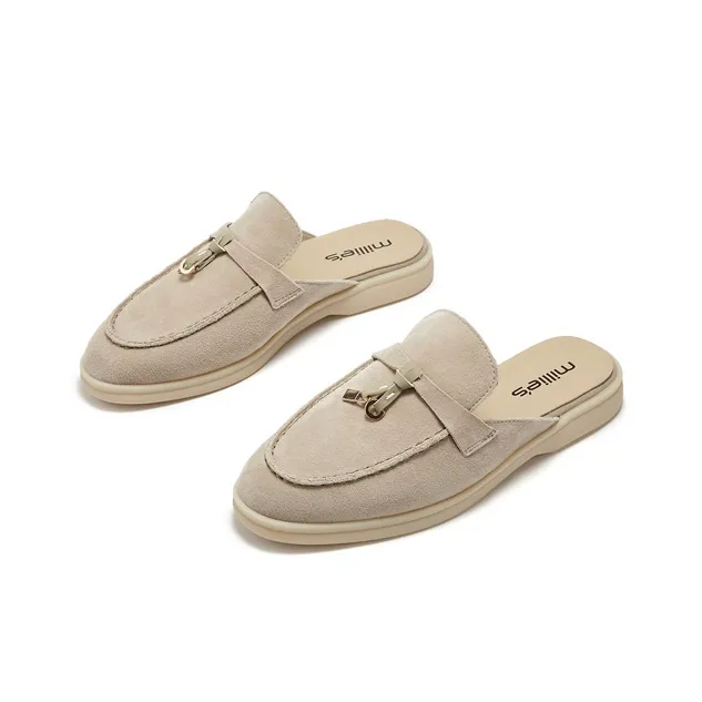 MILLIE'S Leather Patchwork Quiet Closed Toe Slippers Women's-6