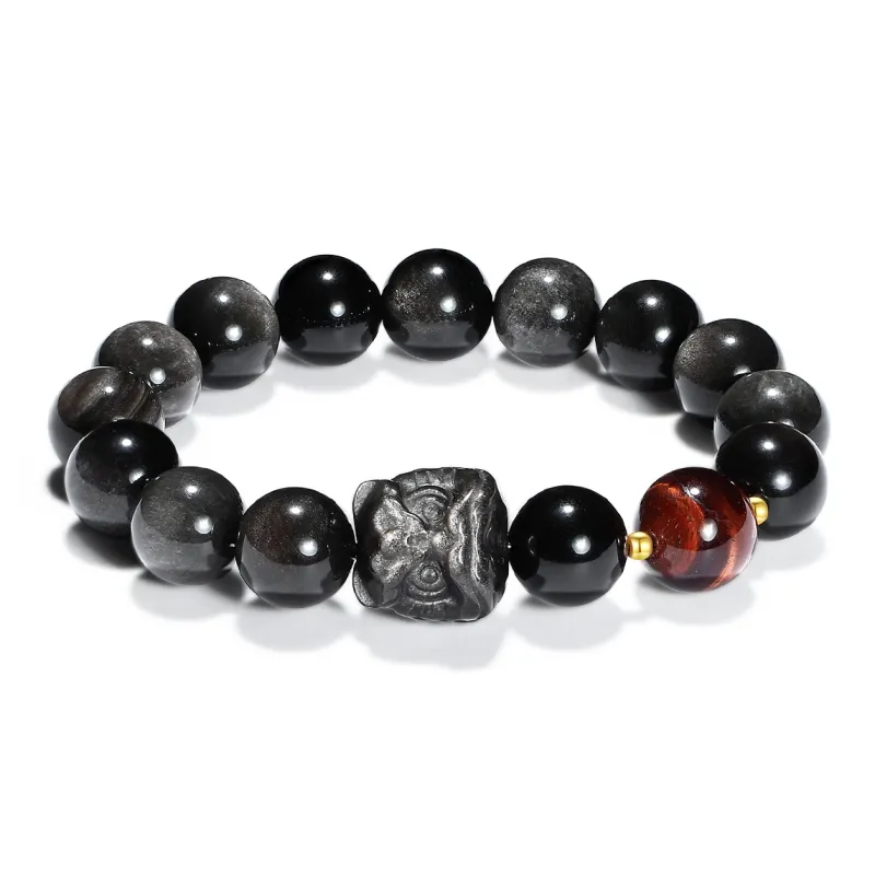 PUTUOSHANWENCHUANG Obsidian Jade Bracelets Unisex-3