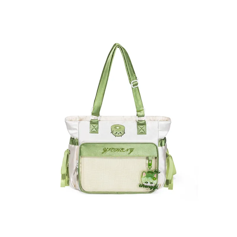 THE JUNCO Texture Satin Backpack Women's Ocean Green-2