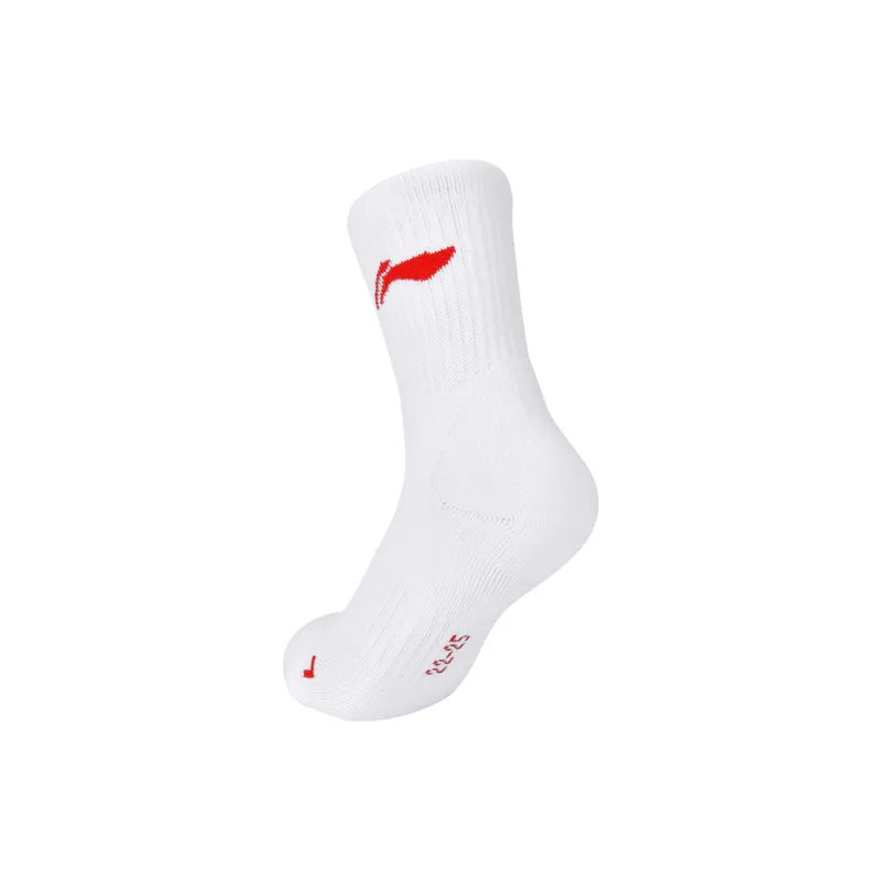 LiNing Mid Calf Socks Unisex Multi double Loading White Red-2