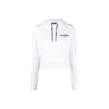 BALMAIN Logo Printed Drawstring Hoodie