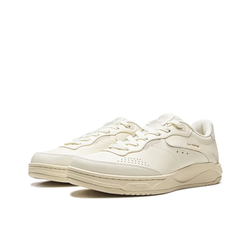 LiNing Slip Resistant Cushioning, Breathable, Height Increasing Low Top Skateboard Shoes Unisex Ecru-2