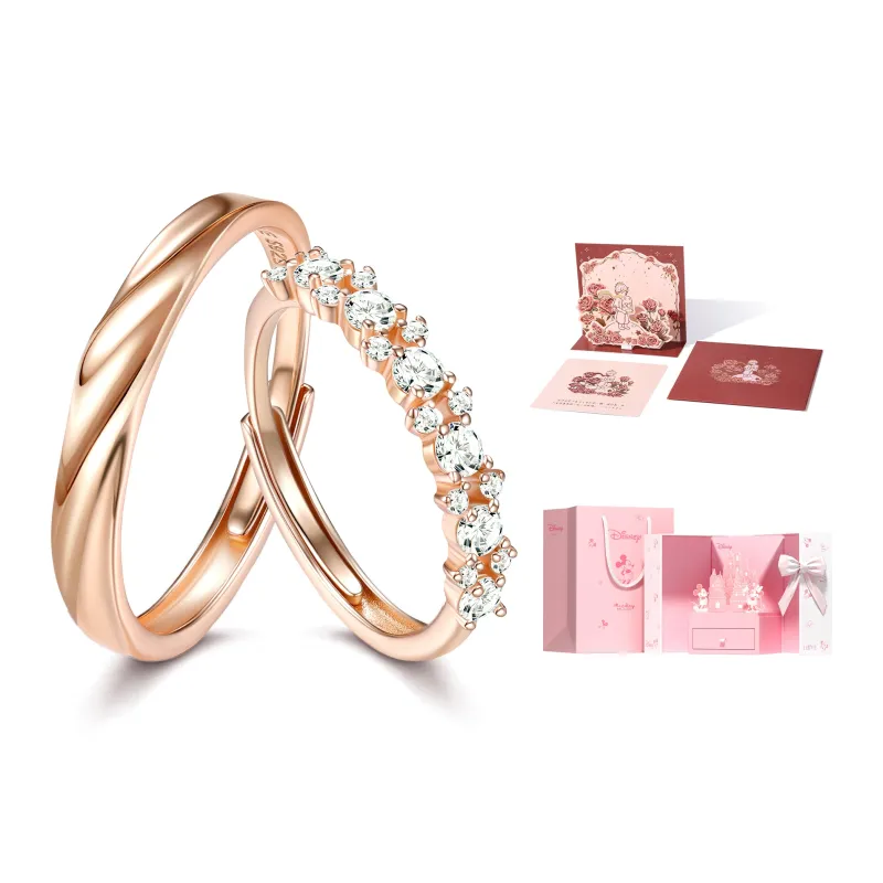 Disney Mickey Series 925 Sterling Silver Rings Unisex Rose Gold-12