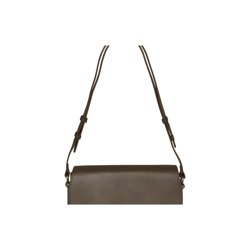 INES DE LA FRESSANGE Cow Leather Messenger Bag, Crossbody Bag, Shoulder Bag Women's Tan Gray Brown-1