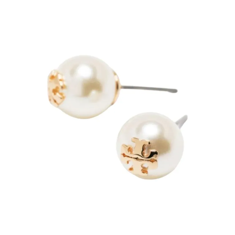 TORY BURCH Metal Stud Earrings Women's White-1