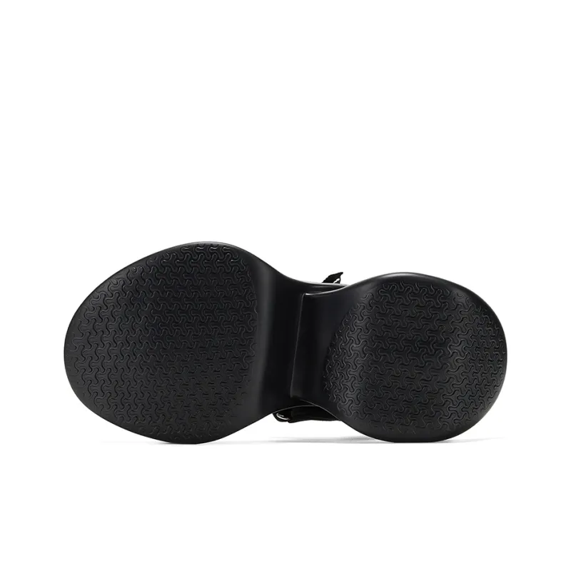 GG CC Platform Height Increasing One Strap Sandals 8cm Women's Black-4