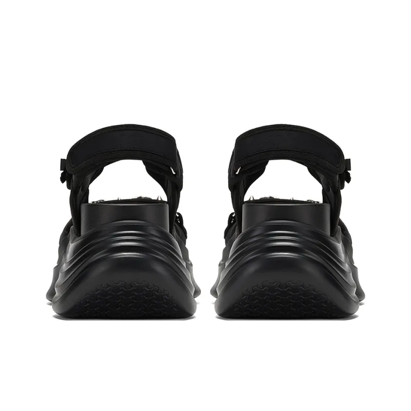 GG CC Platform Height Increasing One Strap Sandals 8cm Women's Black-3