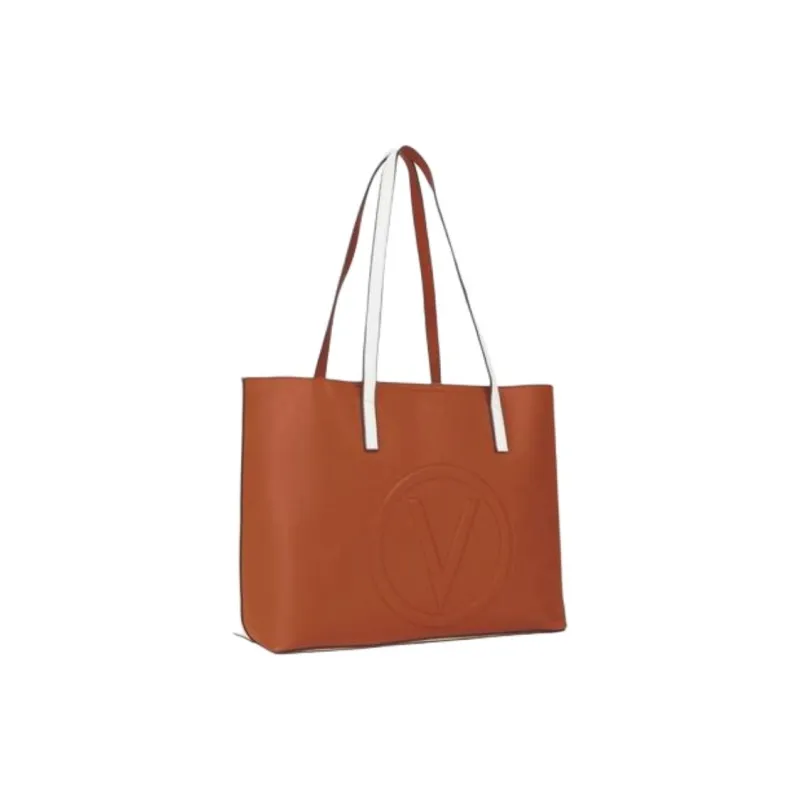 Valentino Leather Tote Bag, Shopping Bag, Shoulder Bag, Handbag Women's White & Brown-2