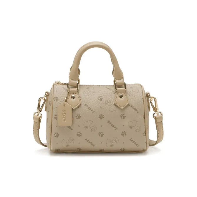 SNOOPY PU Handbag Regular Women's Beige Apricot-0