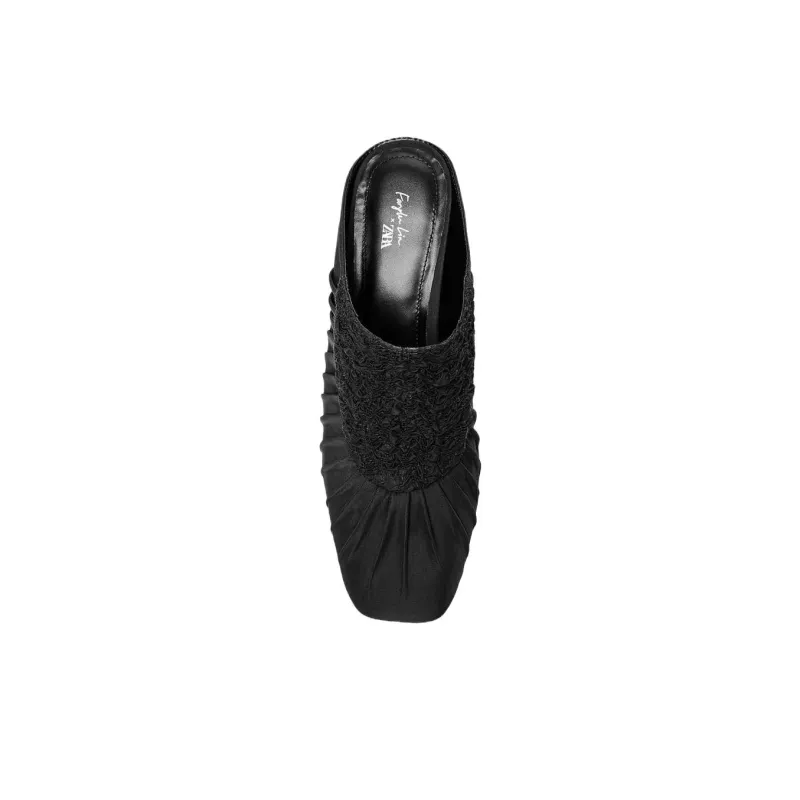 ZARA Fanglu Lin Collaboration Rubber Sole Abrasion Resistant Closed Toe Slippers Women's Black-3