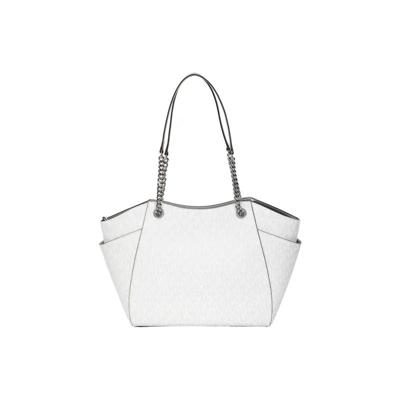 MICHAEL KORS Jet Set Coated Canvas Tote Bag, Shopping Bag, Shoulder Bag, Handbag Tubas Women's Silver-2