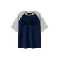 Navy Blue & White Heather Gray