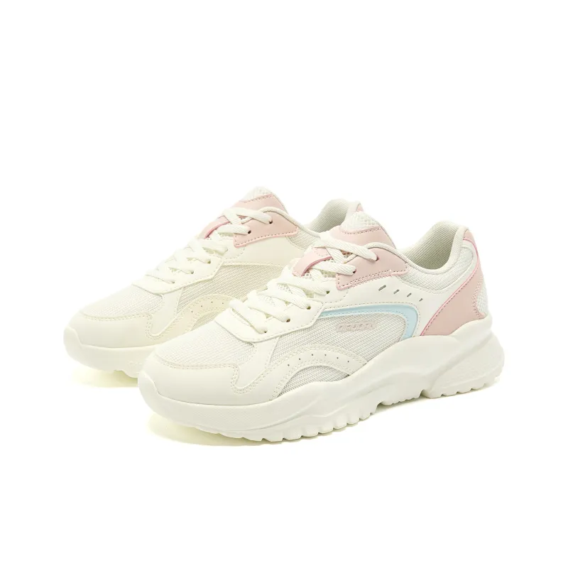 QIAODAN Anti Slip Wear Resistant Low Top Casual Shoes Women's White Pink-2