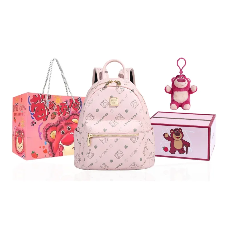 Disney Strawberry Bear Series Synthetic Leather Backpack Medium Size Women's Multicolor-25