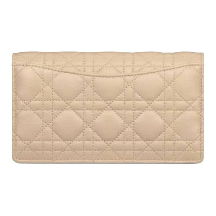 DIOR Caro Cow Leather Shoulder Bag Trumpets Women's Pink Beige-2