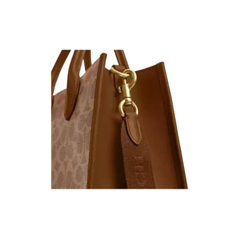 COACH Ace Coated Canvas Shoulder Bag, Crossbody Bag, Handbag Medium Size Women's Tan-5