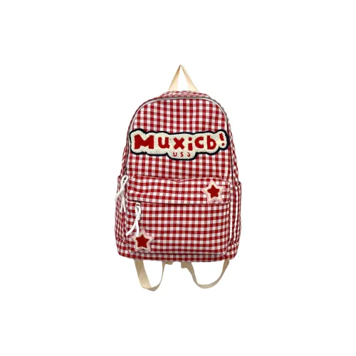 SURELAPTOP Nylon Backpack Women's Red White Plaid/Black White Plaid