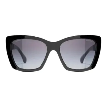 CHANEL Plate Frame Butterfly Sunglasses Women's Black