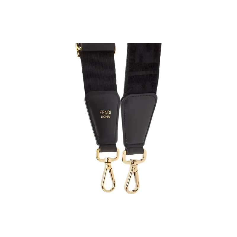 FENDI Polyester Polyamide Cow Leather Bag Strap Women's Black-3