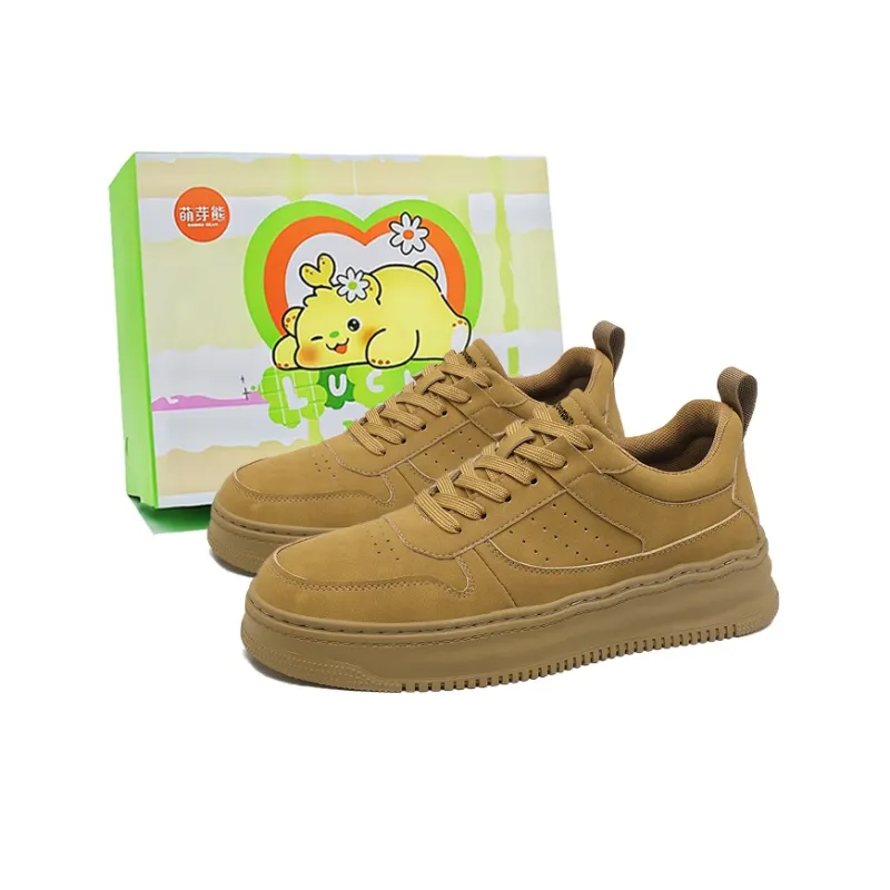 Budding Bear Skateboard Shoes Men Low Top White/Wheat-5