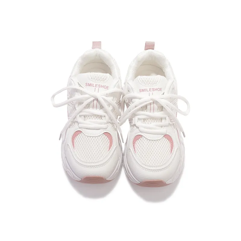 SNXR Low Top Chunky Sneakers Women's White Pink-3