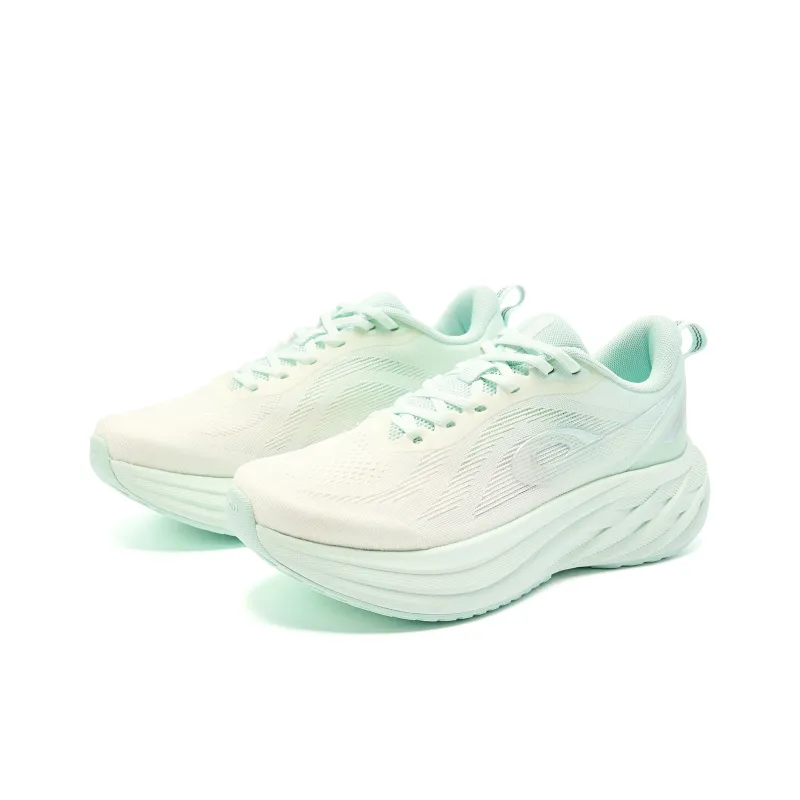 QIAODAN Cushioning, Slip Resistant, And Abrasion Resistant Low Top Casual Running Shoes Women's White Cyan-2