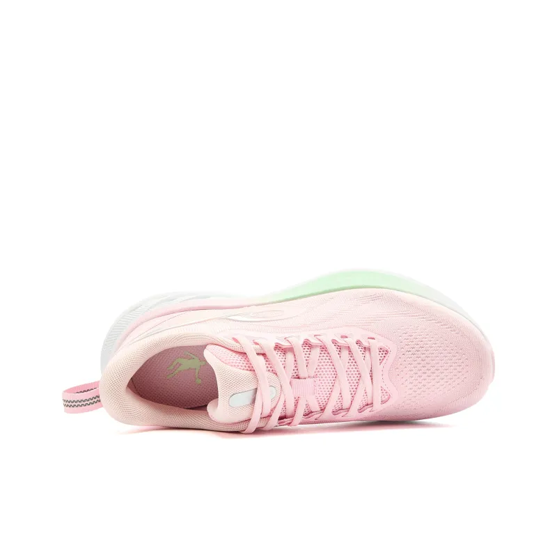 QIAODAN Cushioning, Slip Resistant, And Abrasion Resistant Low Top Casual Running Shoes Women's Pink Green-3