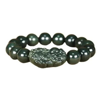Phoenix Temple Jewelry Hetian Jade Bracelets Green Jade Women's