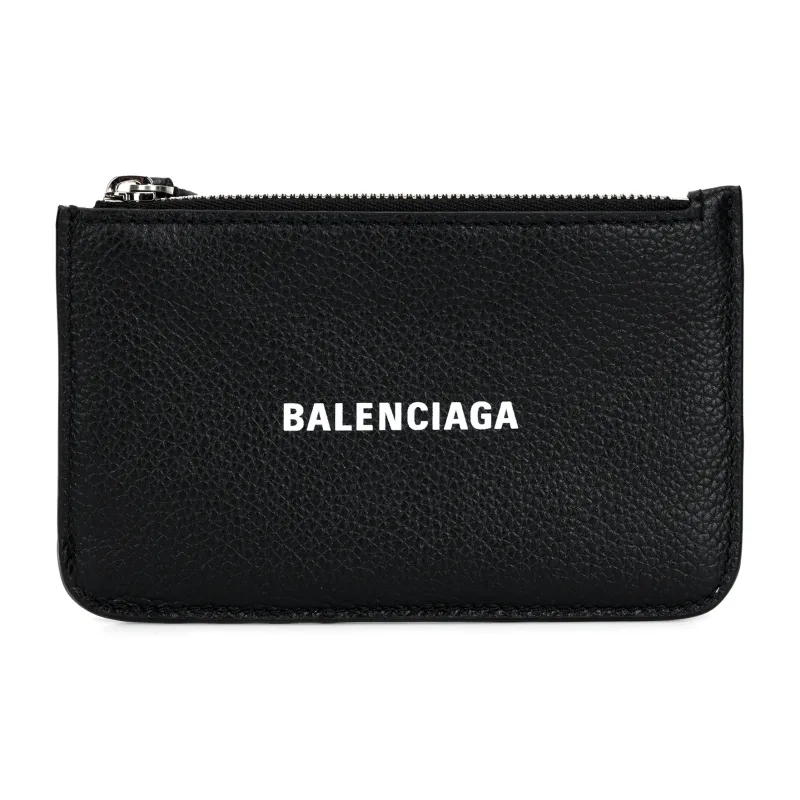 Balenciaga Cash Grain Cow Leather Card Holder Tubas Women's Black-0