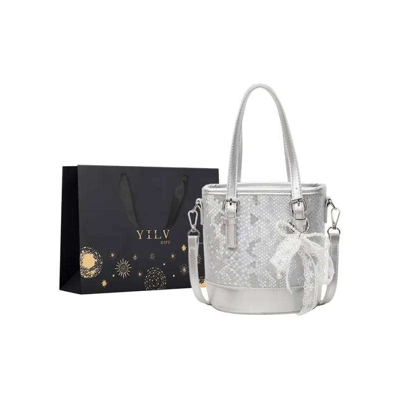 Yi Brigade PU Bucket Bag, Shoulder Bag, Crossbody Bag, Handbag Regular Women's Black/Ecru/Silver/Coffee-8