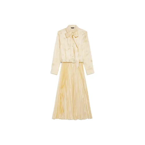 Balenciaga Long Sleeved Dress Regular Fit Women's Cream