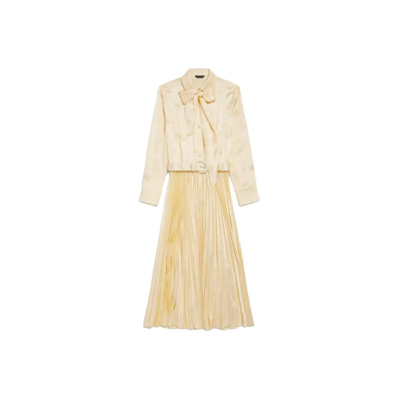 Balenciaga Long Sleeved Dress Regular Fit Women's Cream-0