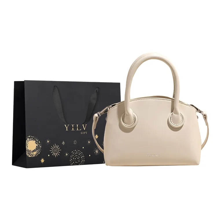 Yi Brigade PU One Shoulder Handbag Women's Black/Ecru/Light Pink/Light Yellow-4