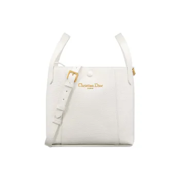 DIOR Calfskin Bucket Bag, Shoulder Bag, Crossbody Bag, Handbag Medium Size Women's White