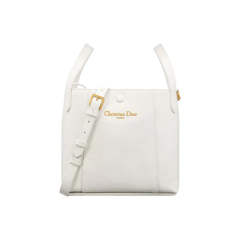 DIOR Calfskin Bucket Bag, Shoulder Bag, Crossbody Bag, Handbag Medium Size Women's White-0