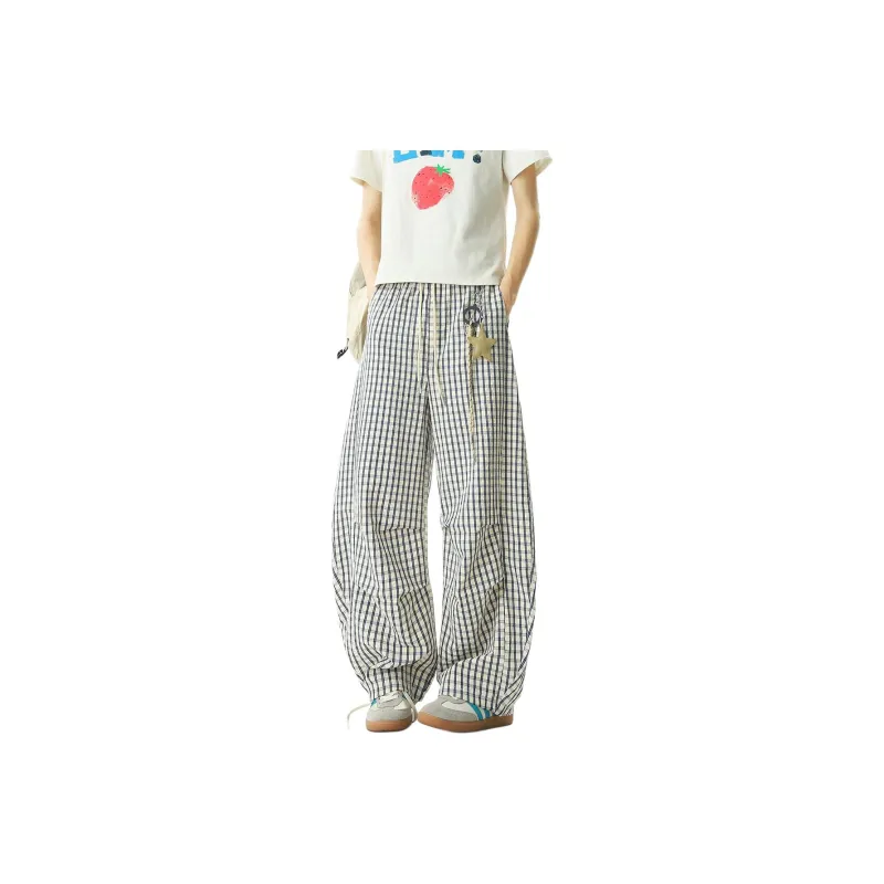 KLAMMKICKS Casual Pants Unisex Blue Plaid-1