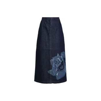 KENZO Floral print Denim Maxi Skirt