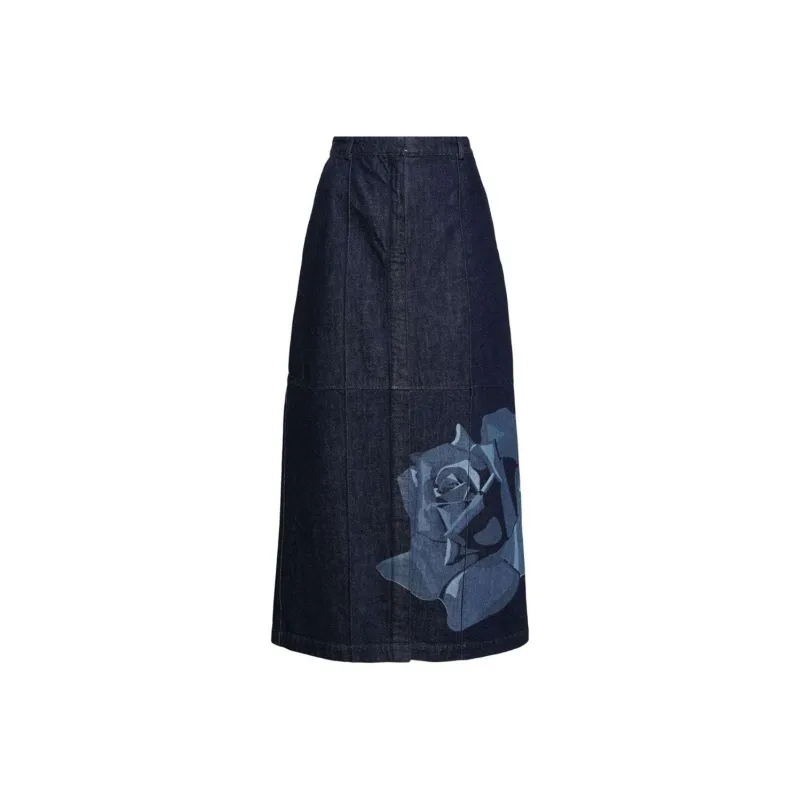 KENZO Floral print Denim Maxi Skirt-0