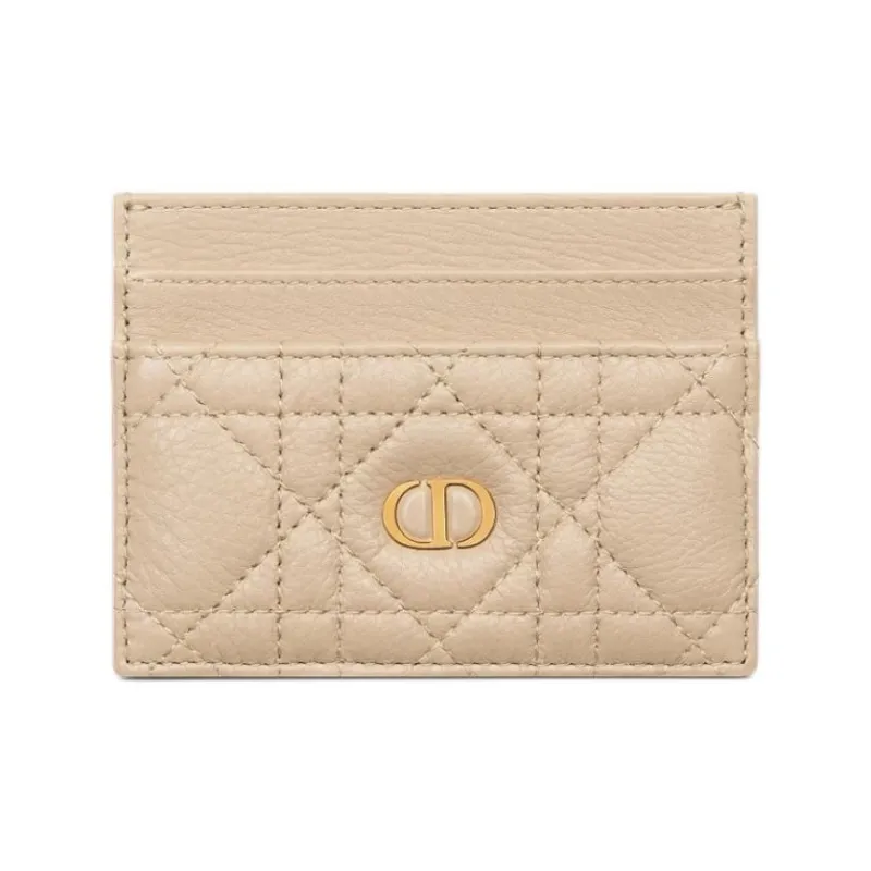 DIOR Calfskin Card Holder Women's Pink Beige-0