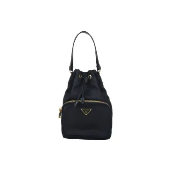 PRADA Re Nylo Nylon And Leather Drawstring Bag Handbag Shoulder Bag Crossbody Bag Regular Women's Black